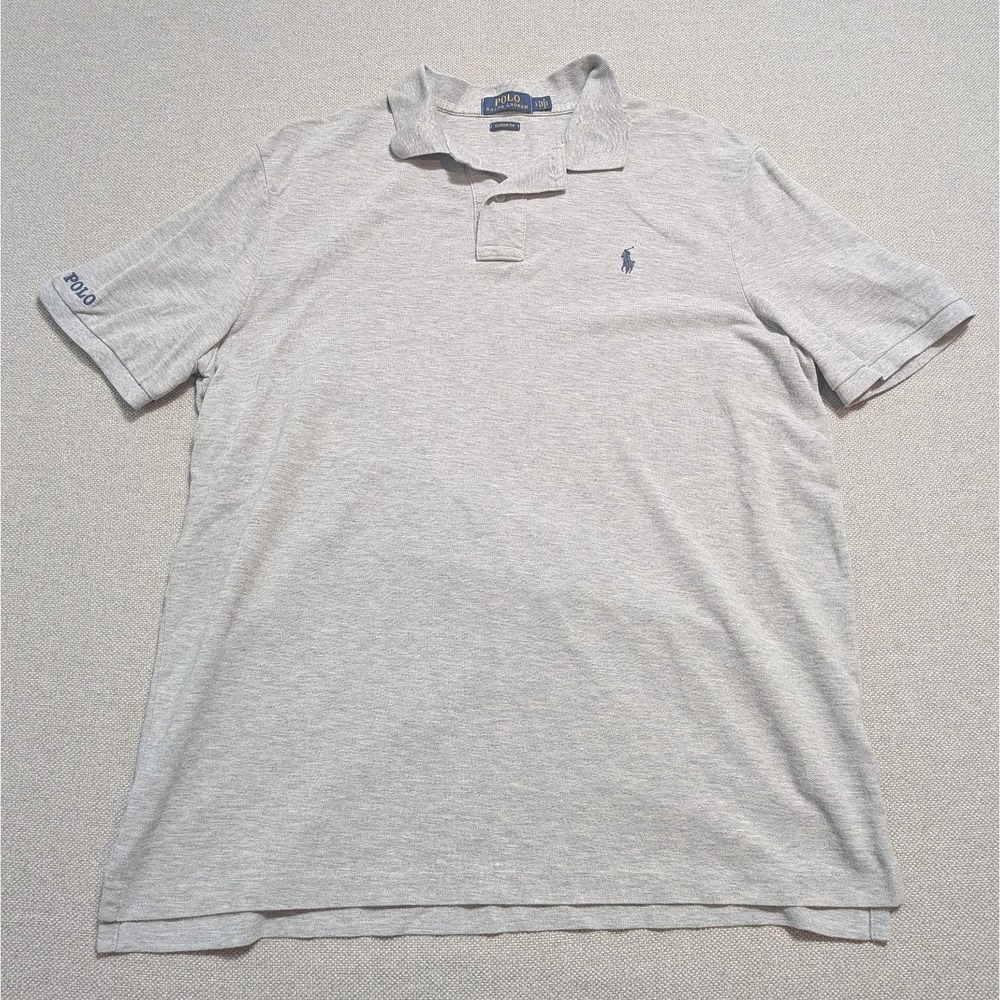 Polo Ralph Lauren Men's L Gray Heather Cotton Pique Polo Shirt Pony Embroidered